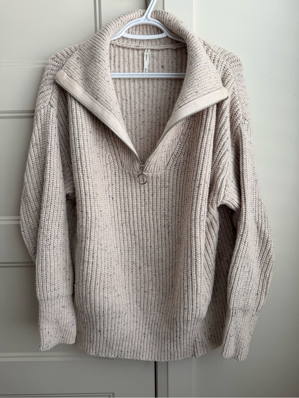 Half-Zip Ribbed Sweater - Cream